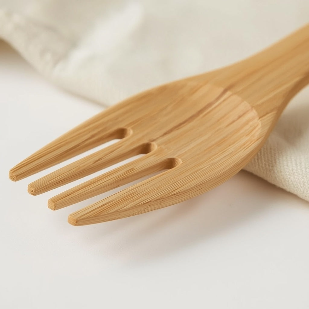 Reusable Bamboo Utensil Travel Set with Canvas Roll-Up Pouch – Portable Cutlery Kit with Stainless Steel Straw & Cleaning Brush