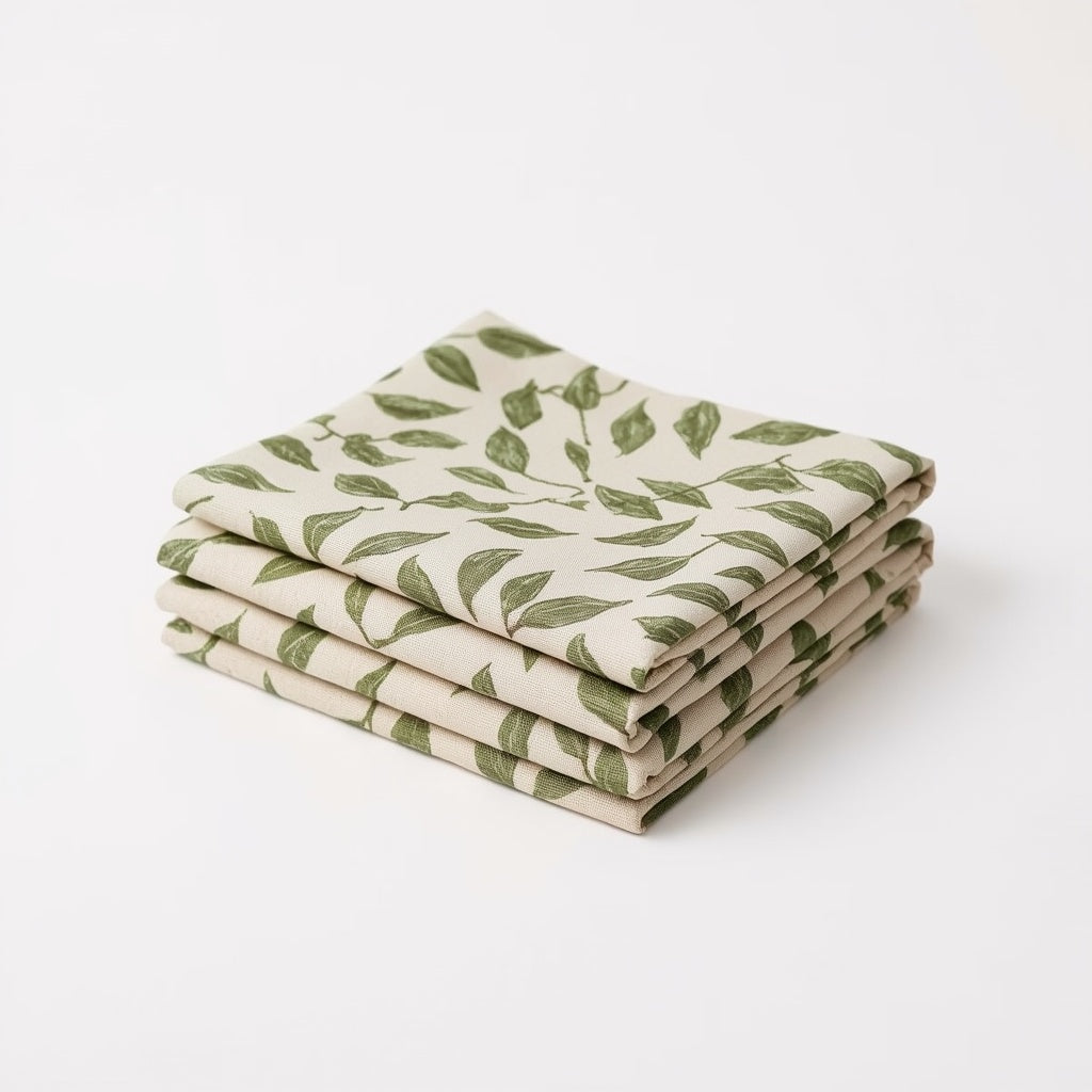 Organic Beeswax Food Wraps (Set of 3) – Reusable Food Storage Wraps with Sage Green Botanical Print for Fruit, Cheese & Bowls